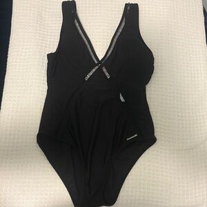 MICHAEL Michael Kors Black One-Piece Swimsuit with V-Neck